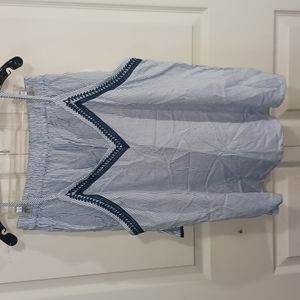 Japna Lounge tank and shorts pj set - XL - blue & white pinstripe - fringe